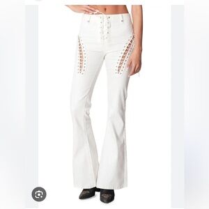 Edikted Engine white lace up pants